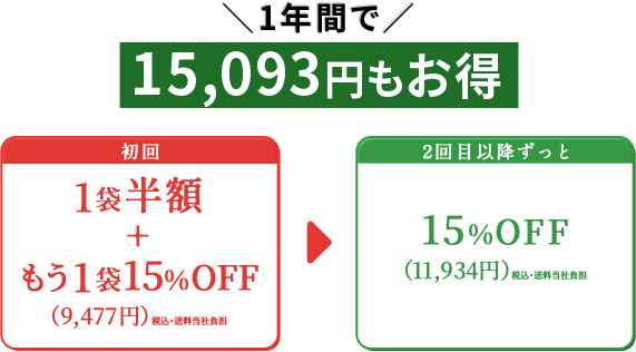 1年間で15,093円もお得